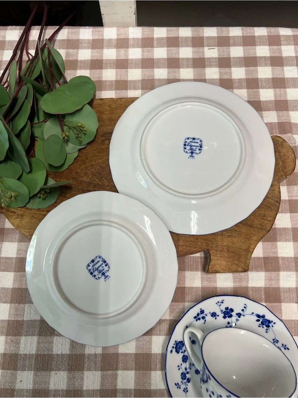 Vintage Noritake Elegance in blue dinnerware plates cup replacement blue white